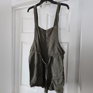 Express Linen Olive Green Jumpsuit Romper